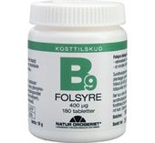 Folsyre 400 mcg. 180 tabletter.