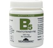 B 5 Pantotensyre 120 mg. 50 tabletter